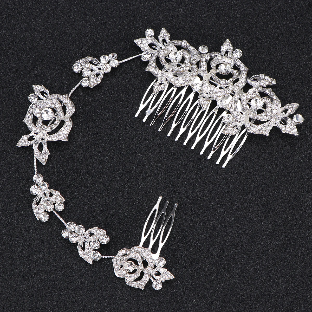 

Bridal Headwear Wedding Hair Comb Rhinestone Decor 28x6cm Crystal Pearl Clip for Bridal Prom Party Accessories