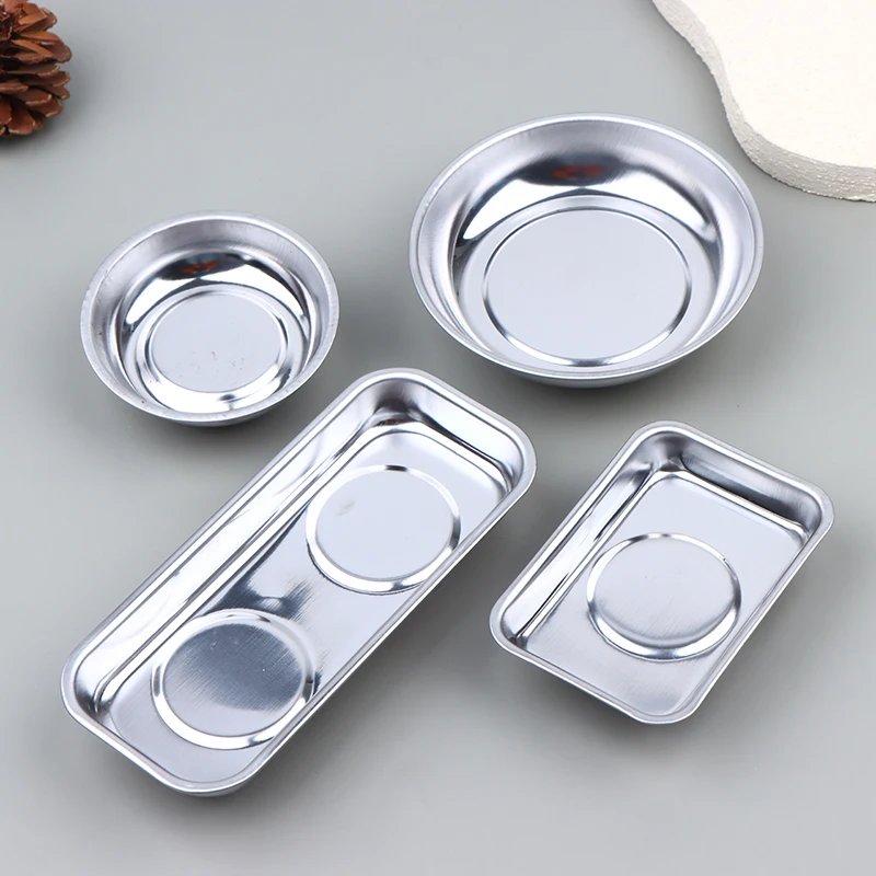 

Stainless Steel Strong Magnetic Parts Storage Tray Rectangular Circular 4 Inch 6 Inch Bowl For Bolts Nuts Screws In Home Office