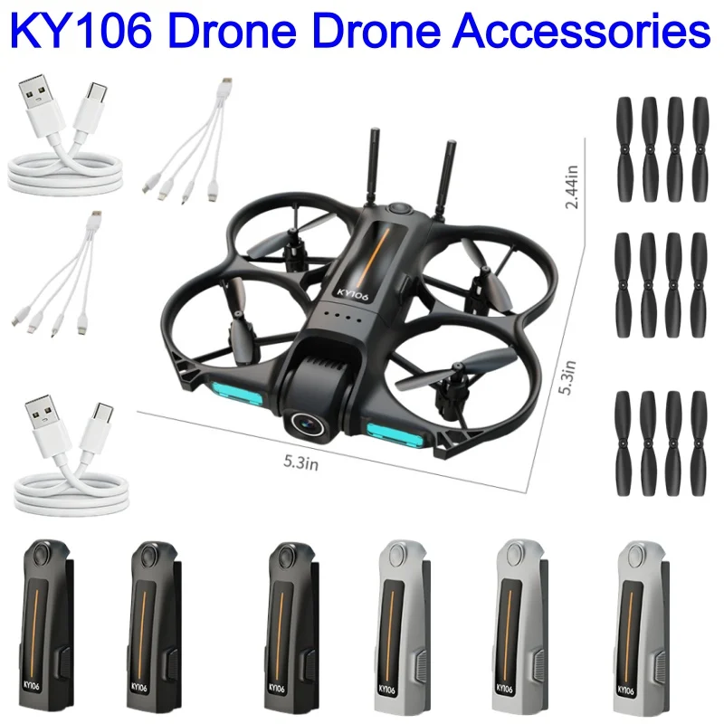 KY106 Mini Drone Accessories Battery 3.7V 500mAh 4-in-1 Line USB Line Propeller Spare Parts For KY106 RC Drone Quadcopter