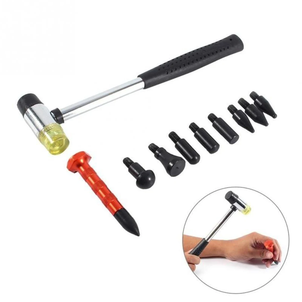 

Car Dings Tabs Down Repair Puller 8 Parts Head Car Bumping Level Hammer Rubber Body Bumping Removal Pen Car Body Repair Tools