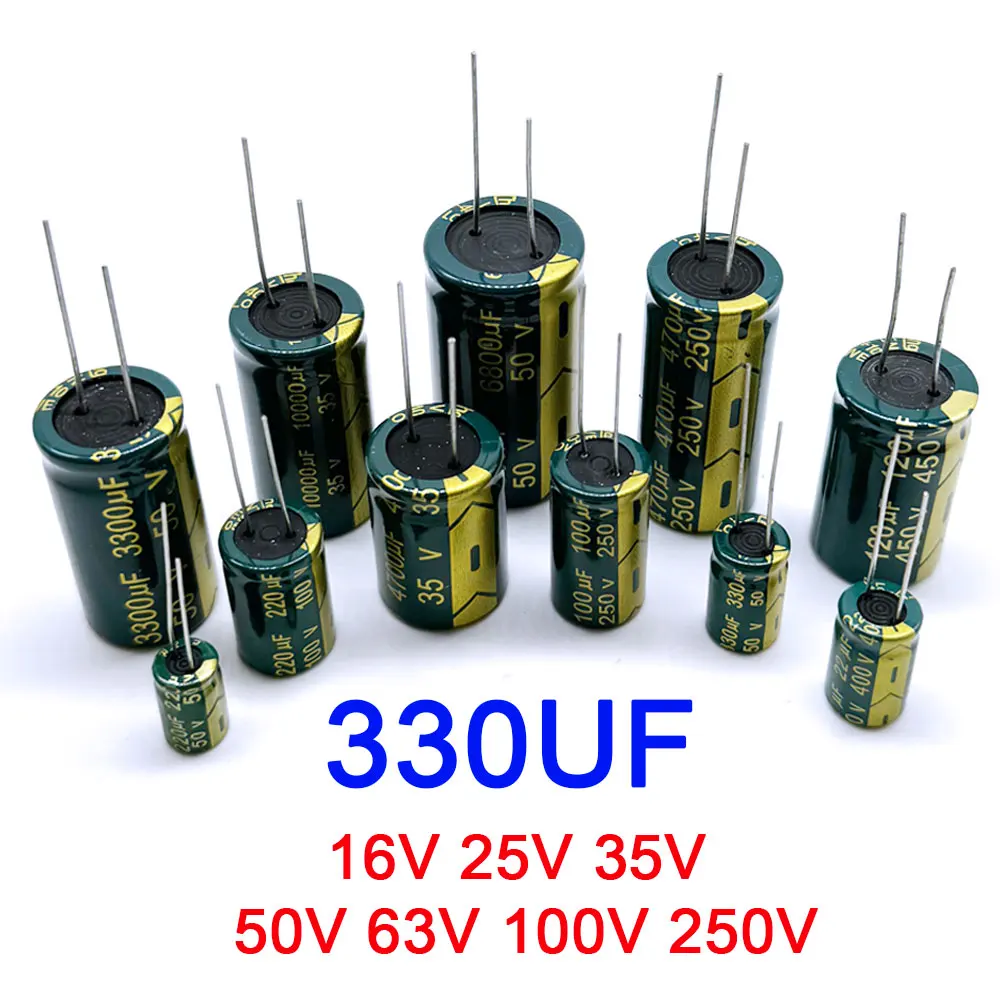 330UF 16V 25V 35V 50V 63V 100V 250V High Frequency Low ESR Aluminum Capacitor 20%  High Frequency Electrolytic