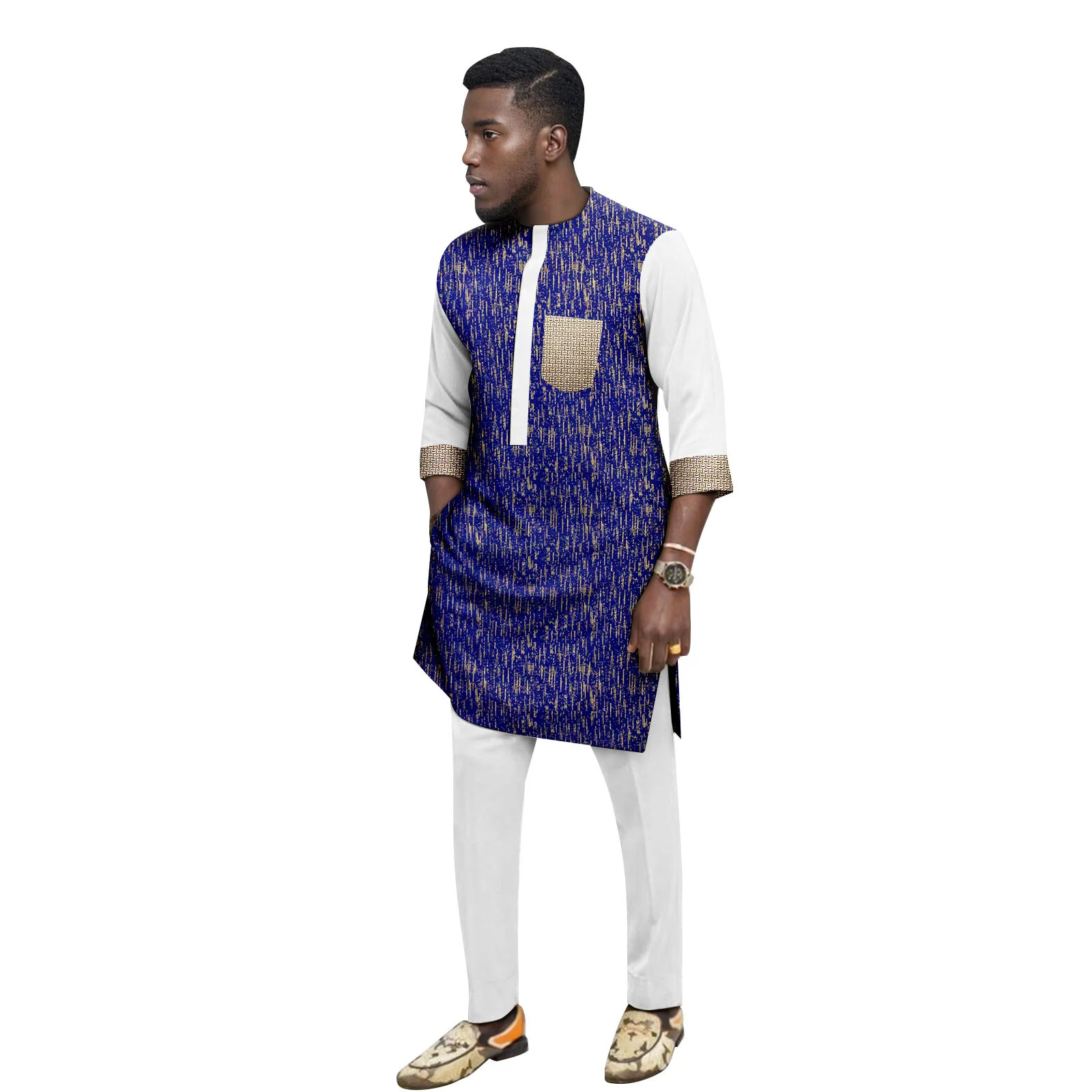 Vêtements الأفريقيين، زي mariage pour hommes، عروة مزدوجة كوبيه cintrie، Blazer et pantalon Brodés، مجموعة 2 قطعة