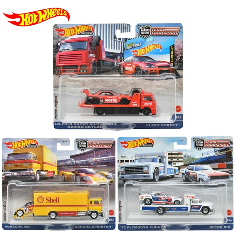 Hot Wheels Premium Car Culture Team Transport, Original, fundido a presión, 1:64 Voiture, Porsche, Sakura, Sorubter, Nissan Skyline, juguetes para