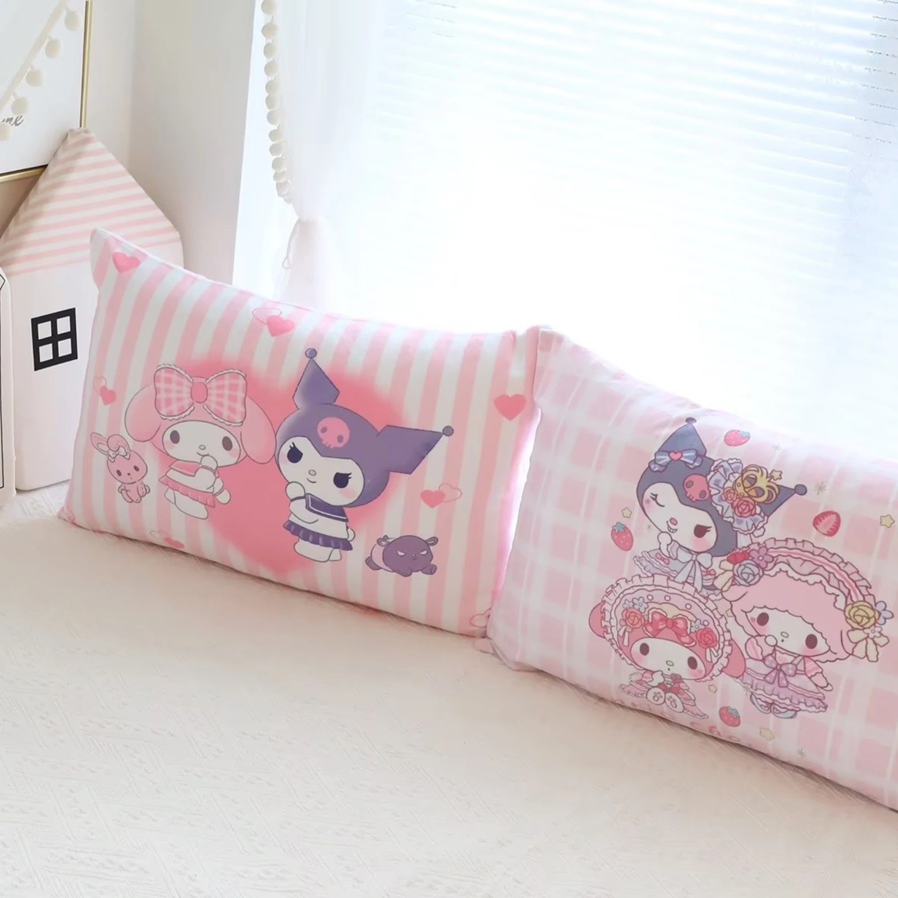 Lovely Double Sided Printed Pillowcase Kuromi My Melody Kawaii Pillow Cover Japanese Style Pillow Home Decor Sofa Bed Xmas Gifts