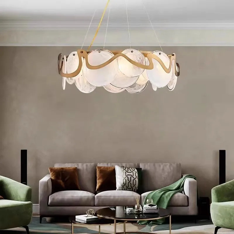 

Post-modern light luxury living room lights, cloud glass, dining room, bedroom, cross-border new chandelier