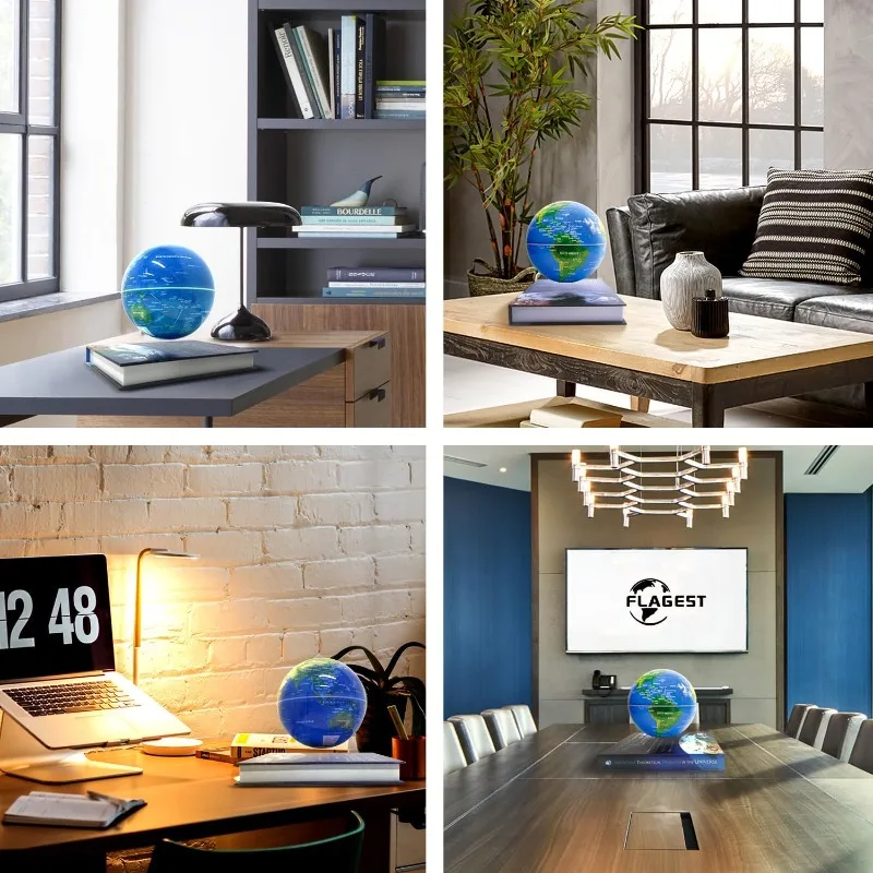 Magnetisch Schwebender Globus mit Farbigen LED-Lichtern, Rotierender Weltkarten-Globus mit Buchständer für Zuhause und Büro, für Männer, Jungen und Mädchen