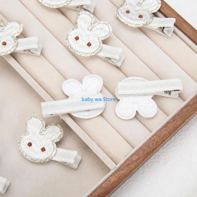 لطيف مطرزة أرنب مقاطع الشعر عقد قوي دبوس الشعر موضة إكسسوارات الشعر للأطفال أطفال أغطية الرأس الأنيقة 4XBD #1