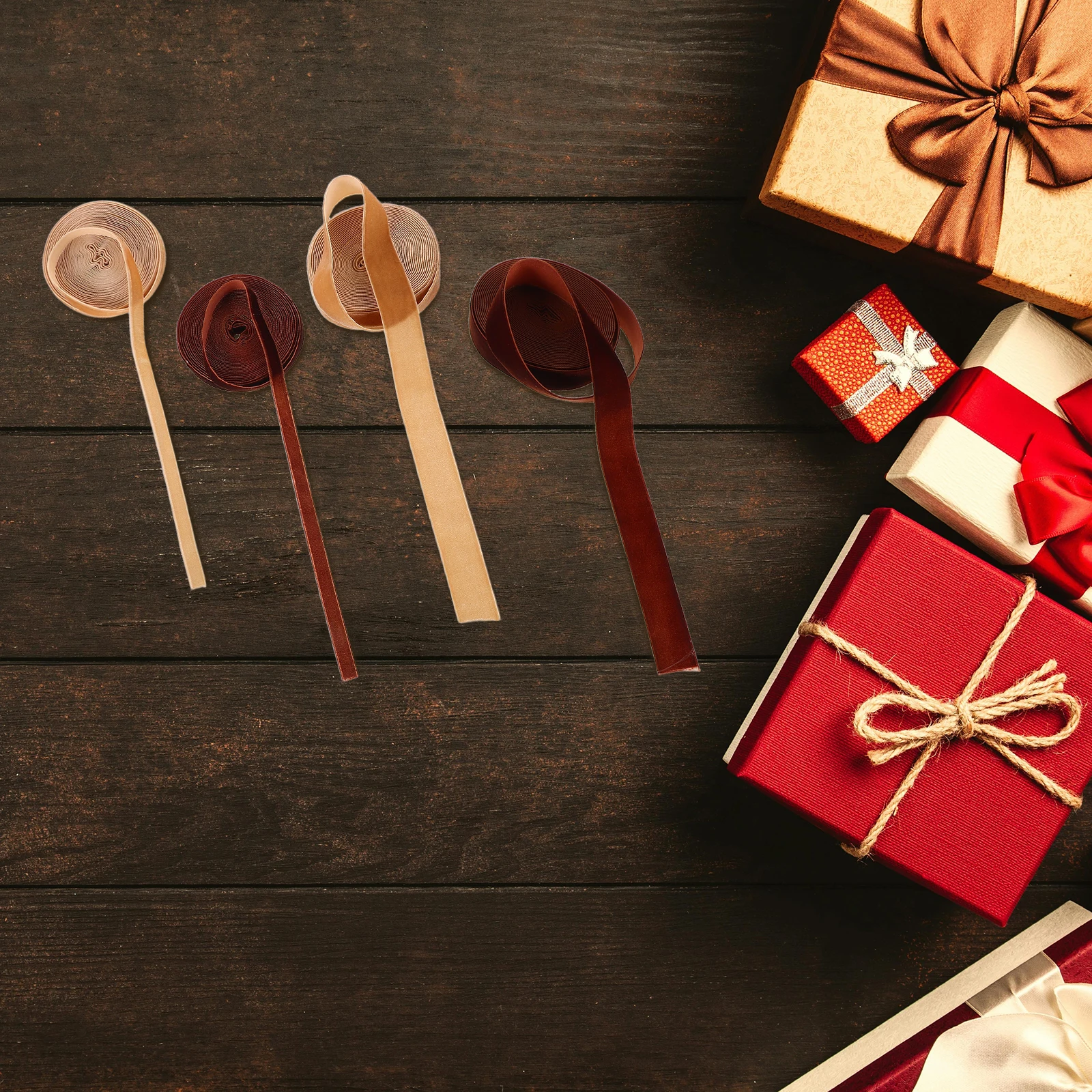 

4pcs Brown Ornaments Decorative Ribbon Ornament Bow Knot Making Ribbons Decorative Craft Supplies Present Wrapping Elegant Style