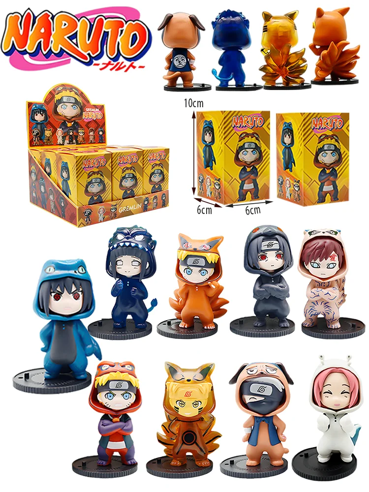 1-9 Stück Naruto Blind Box Figuren Modell Ornament Anime Uchiha Sasuke Sakura Cosplay Actionfigur Modell Spielzeug Dekorationen Geschenke