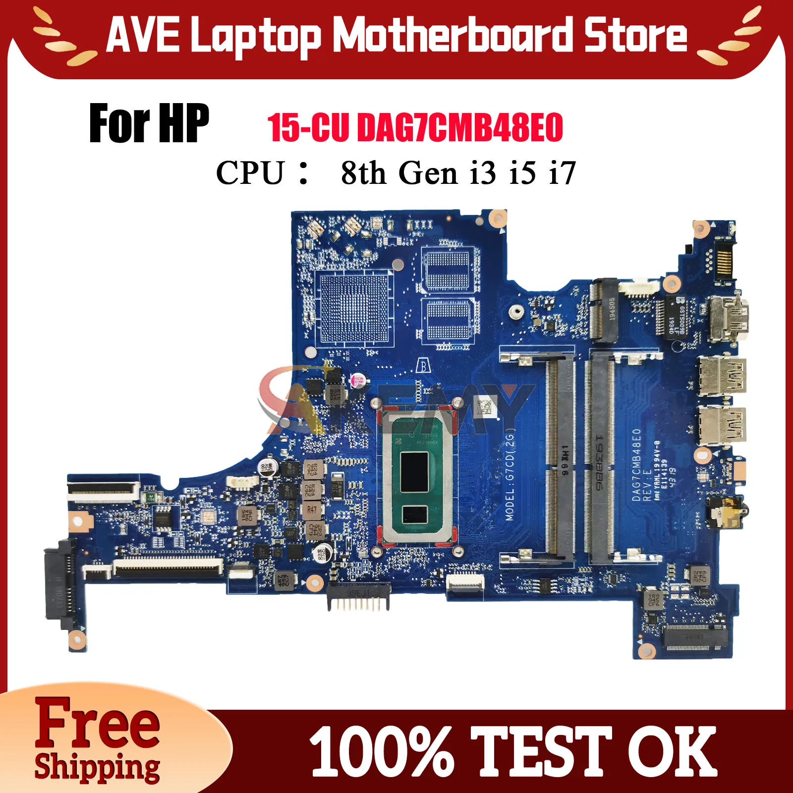 

DAG7CMB48E0 для ноутбука HP Pavilion 15-CU, материнская плата с процессором i3 i5 i7 8-го поколения UMA L36254-601 L36254-001 100% полностью протестировано