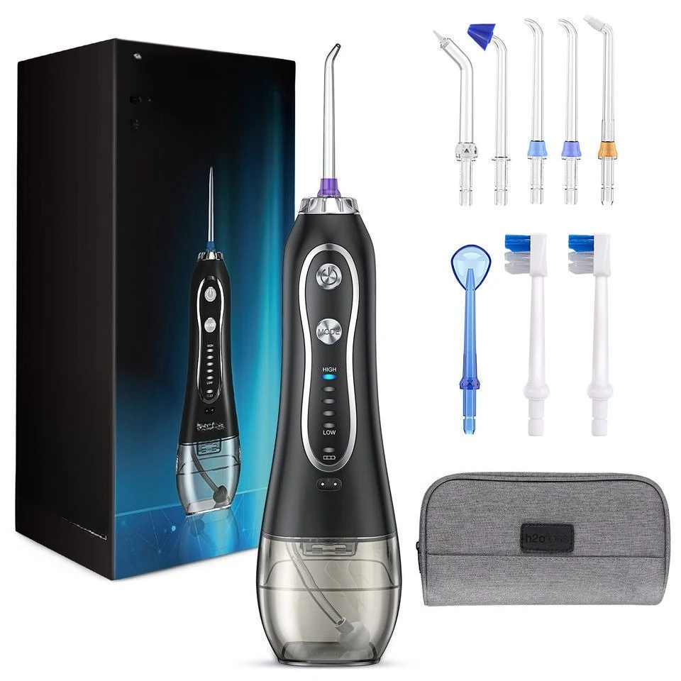 

Dental rinse 8 black nozzle accessories one portable box for delivery.