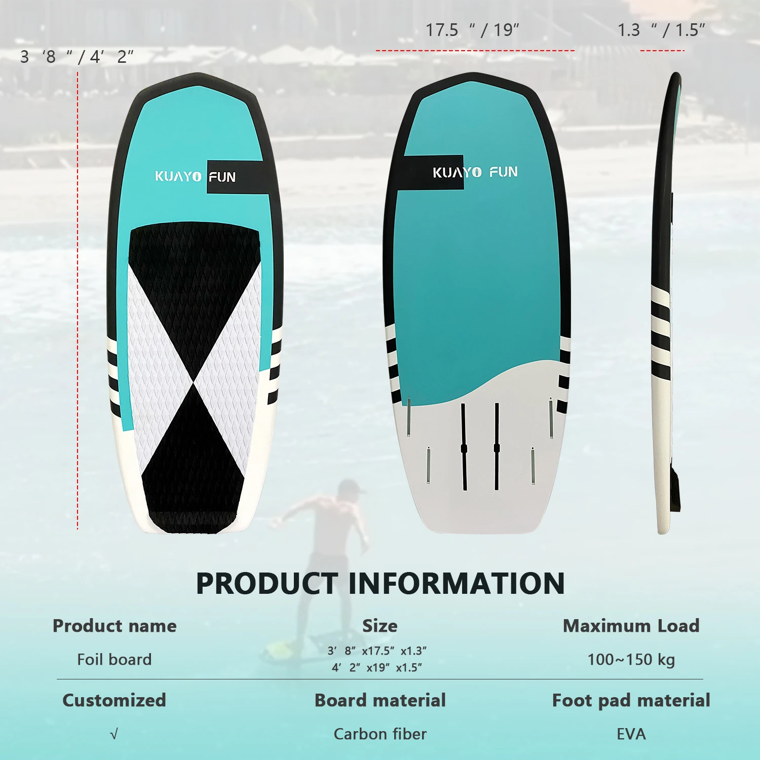 Carbon EPS Wingfoil Board Wake Foil Surfboard Fins Hard Board for Water Sports & Crafts Ocean Waters Wake & Surfing Pumping