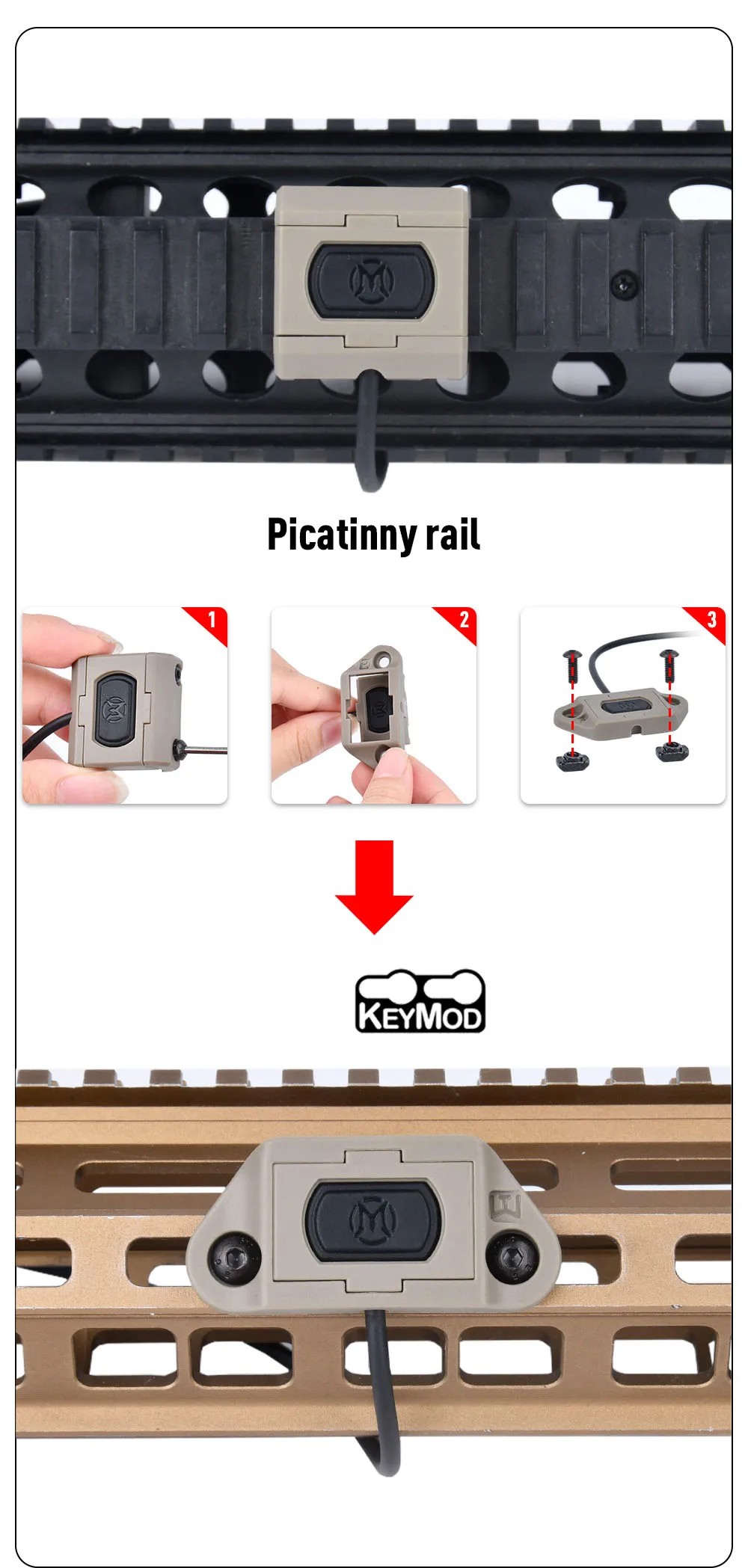 Taktischer Fernbedienungs-Druckschalter für M300/M600-Taschenlampen, PEQ15 NGAL OGL, Endknopf, passend für 2,5-mm-/3,5-mm-/Crane-Stecker – Detail 4