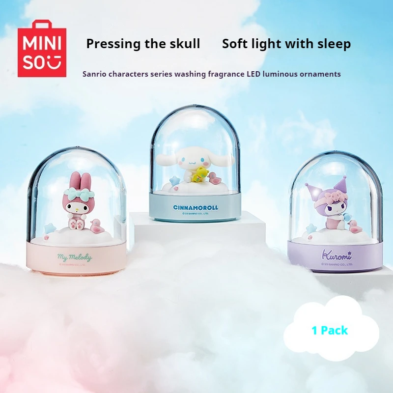 Miniso Sanrio serie Kawaii adornos luminosos Kuromi My Melody Cinnamoroll luz Led de noche decoración de habitación, regalo de cumpleaños para niña