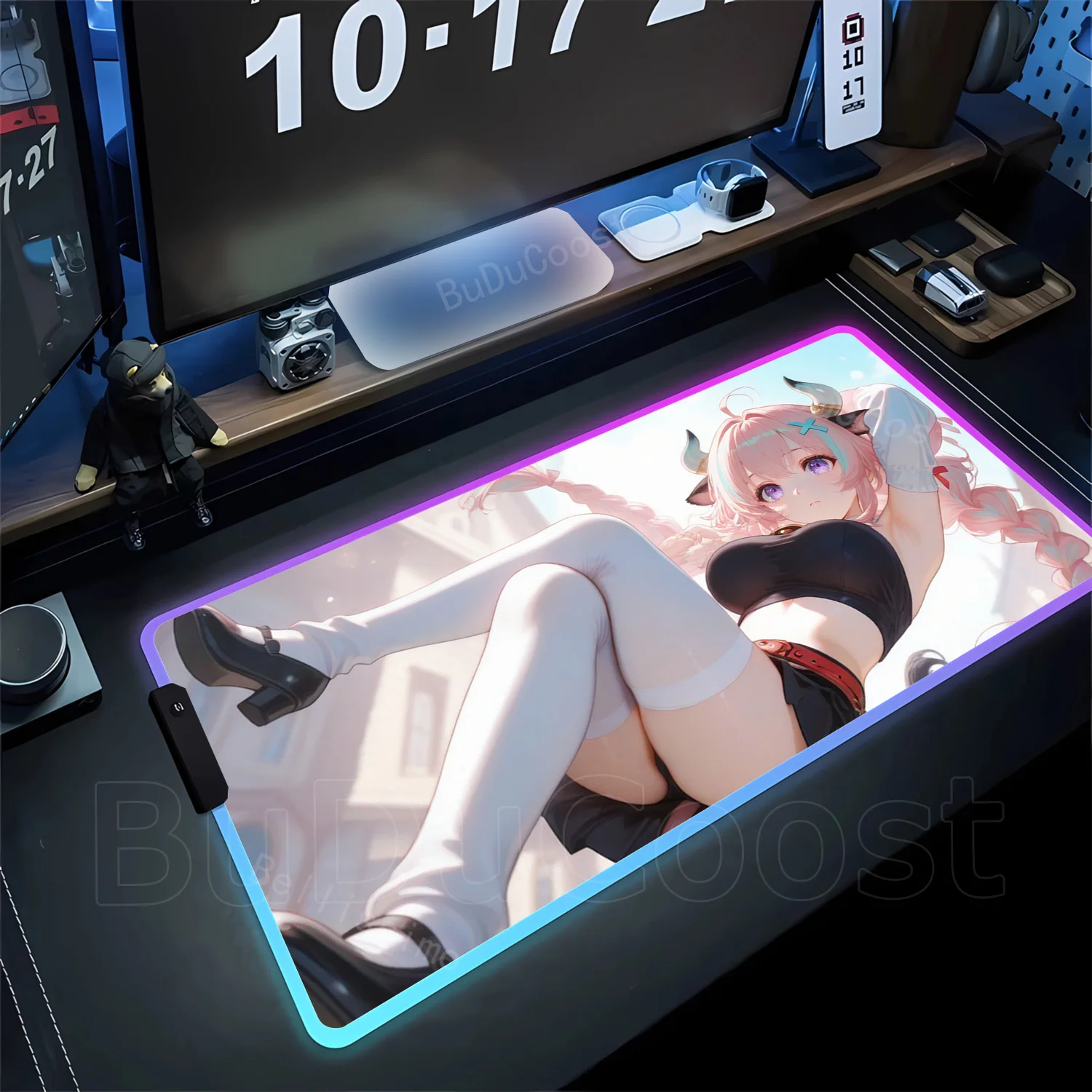 RGB HD Genshin Impact Varesa Mousepad Kawaii Cartoon Mouse Pad XXL Large Rubber Table Mat Extended Lock Edge Keyboard Desk Mat