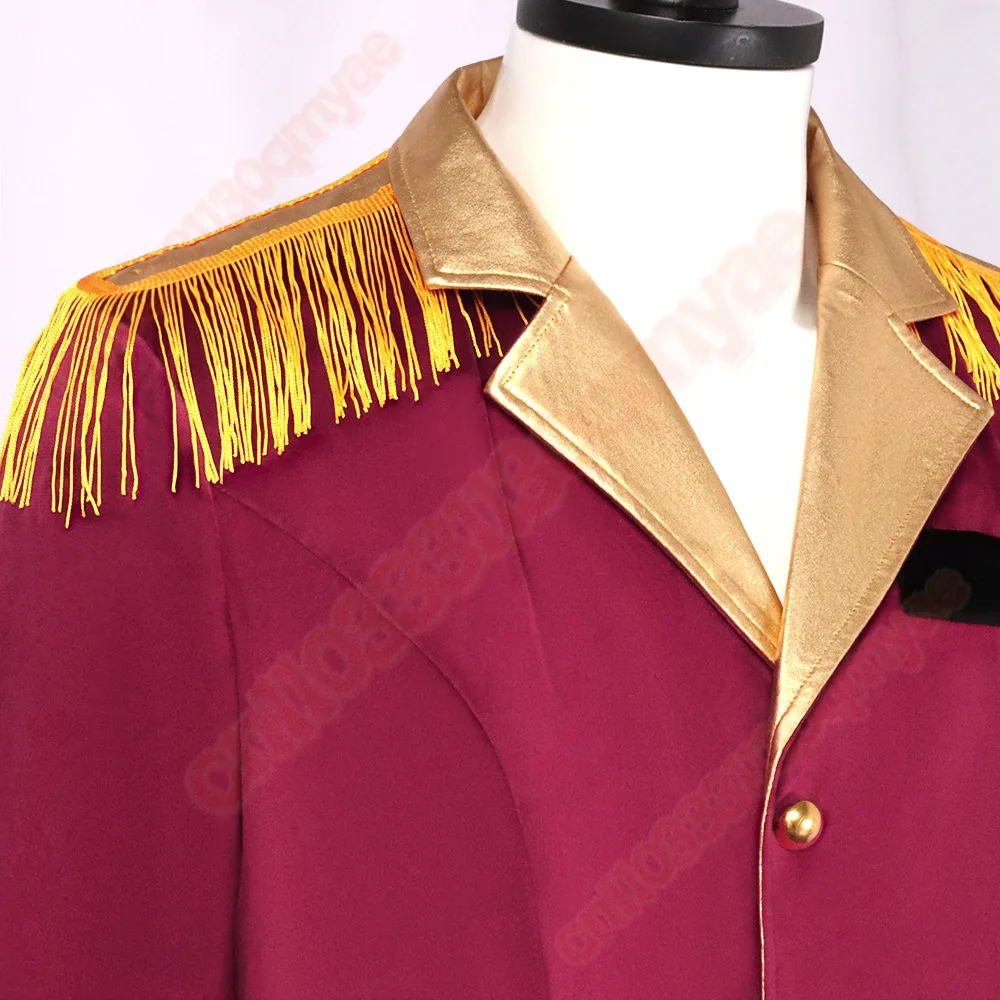 Abrigo de frac de esmoquin de manga larga Ringmaster Director de circo espectáculo Cosplay disfraz de actuación Halloween Cosplay traje de chaqueta roja