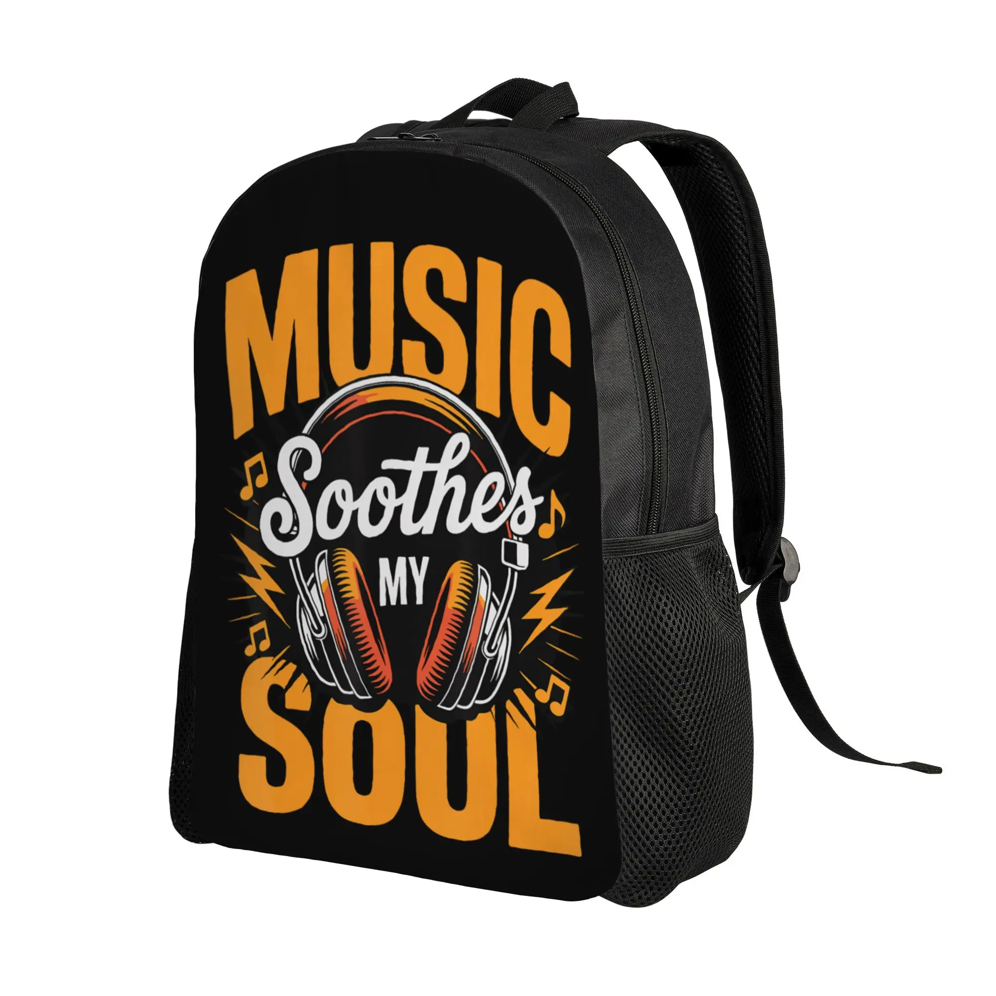 Music Soothes My Soul Backpack  Women Polyester Hiking Backpacks Durable Kawaii School Bags Rucksack