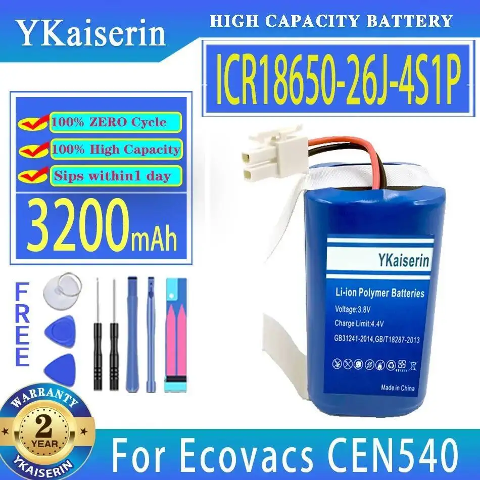 

Robotic Vacuum Cleaner Battery ICR18650-26J-4S1P 3200Mah High-Efficiency For Ecovacs Deebot CEN540 546 550 640 663 665