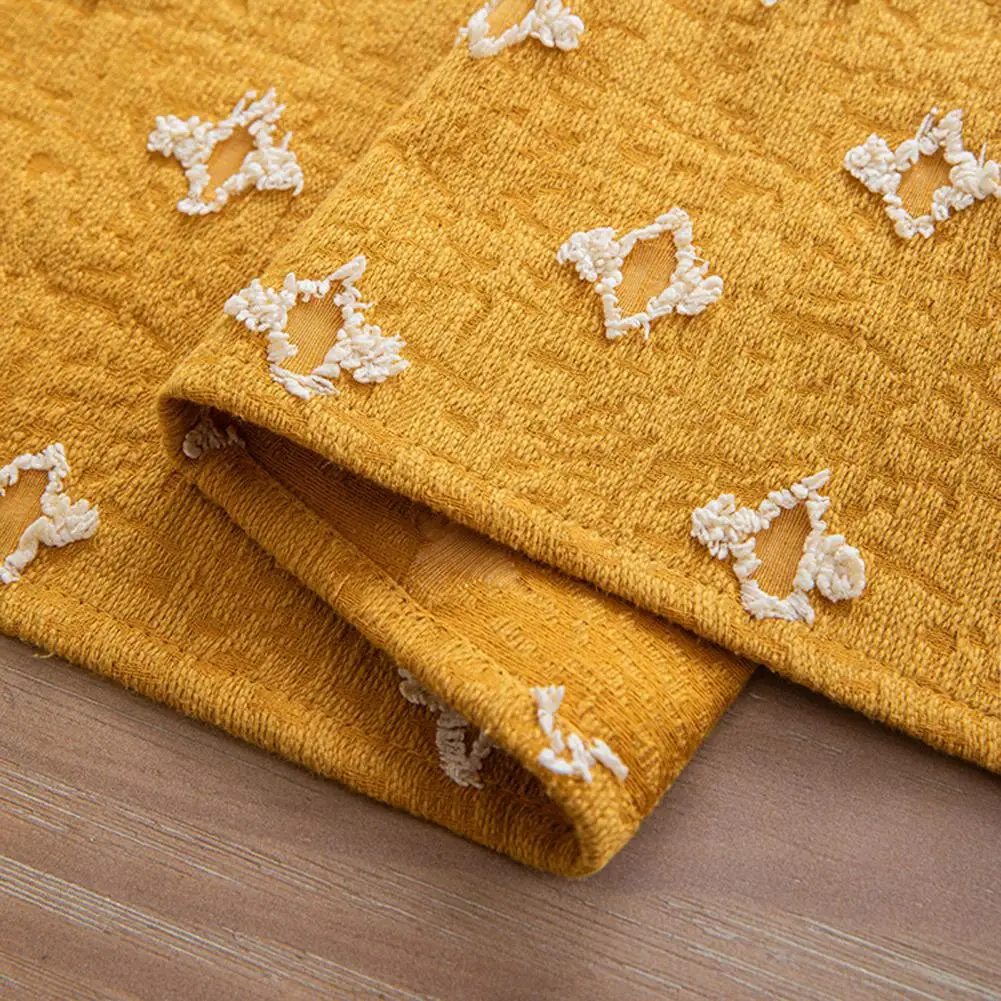 Rustic Table Runner Boho Burlap Yellow Table Runner Stain-Resistant Summer Kitchen Dining Table Cloth Party Home Decoration