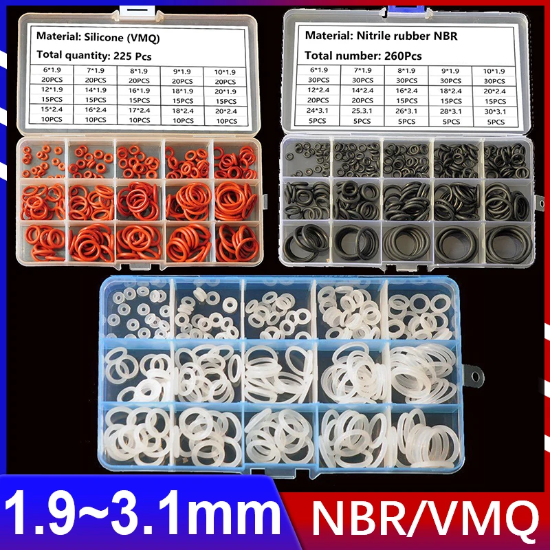 

NBR/VMQ Automotive O-ring Corrosion-resistant Oil Seal Black Nitrile Rubber O-ring Gasket Silicone Ring CS 1.9~3.1mm OD 6~30mm