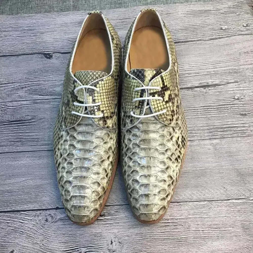 Chue New Men Dress Shoes  Snake Skin Python Leather  Wendding Business