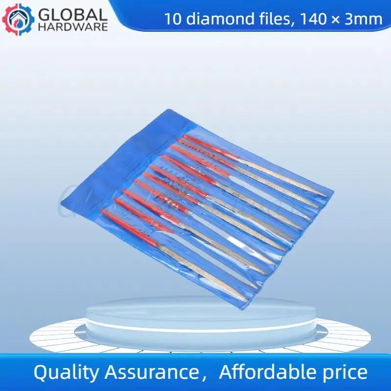 

New 10Pcs Diamond Needle File Set 3x140mm Mini Needle File Kit For Stone Glass Metal Carving Craft Hand Tools Needle File