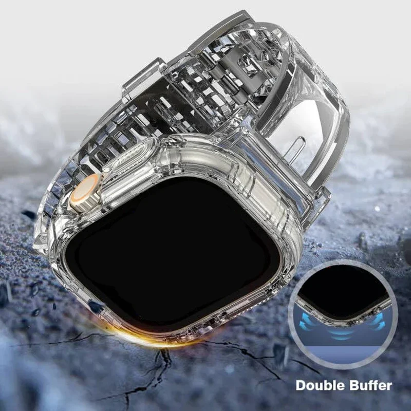 TPU Cover+Strap for Apple Watch Band 41mm 40mm 46mm 45mm 44m 42mm 49mm Clear Bracelets Shockproof iWatch 10 10 9 Ultra 8 7 6 5 4