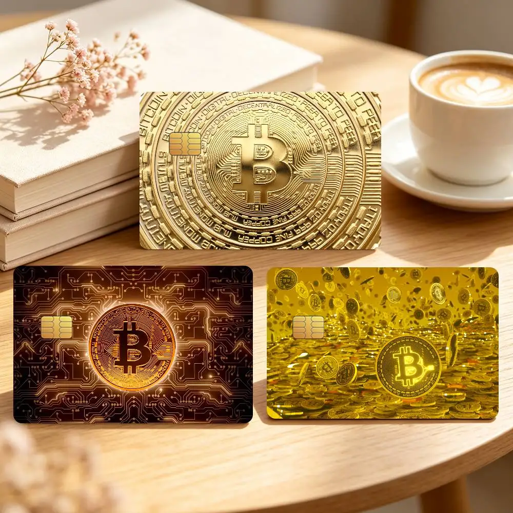 Luxury Bitcoin Fashion Credit Card Sticker Waterproof Anti-Scratch 4PCS Bank Debit Traffic Cover Decoration