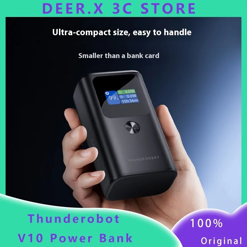 Thunderobot Power Bank V10 10000mAh 55W شاحن محمول سريع الشحن مع شاشة ملونة TFT معتمدة لهاتف iPhone16/Xiaomi