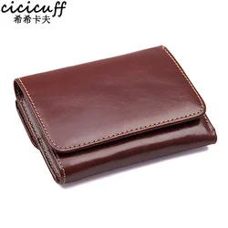 CICICUFF RFID Blocking Genuine Leather Men Wallet Brand Male Wallets Anti-scanning Real Leather Short Purse with Coin Pocket