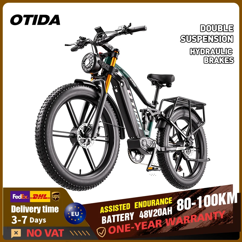 OTIDA RX80 Dual Motor 2*95Nm Elektrofahrrad 26" Fat Tire E-Bike 48V 20Ah Herausnehmbarer Akku 7-Gang Hydraulische Bremsen Mountain E-Bike für Erwachsene