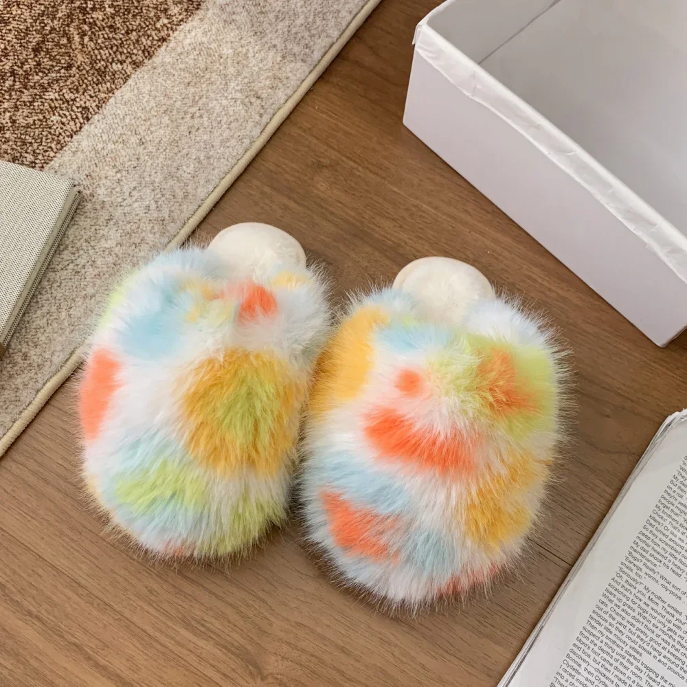 Damen Warme Hausschuhe Plüsch Leopardenfell Flauschige Pantoffeln Große Größen Geschlossene Zehenpartie Flache Sandalen Weiche Bequeme Schuhe für Frauen – Detail 3
