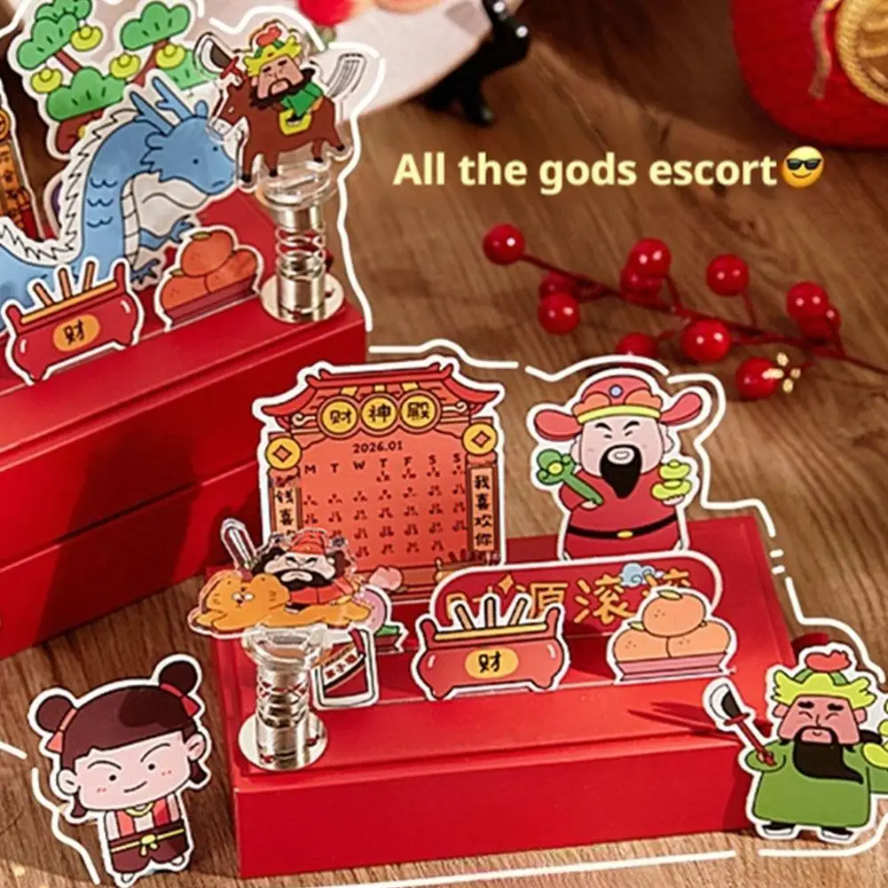 الحلي الصغيرة إله الثروة ملاحظة الحظ مع درج بطاقة العملي مخصصة 2026 سنة أجندة مكتبية /رزنامة مكتبية تقويم مخصص