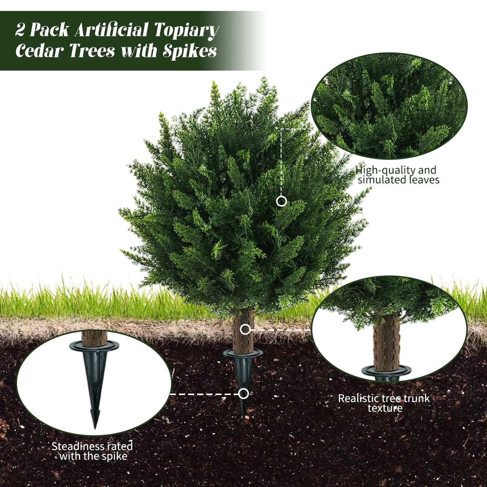 

1/2 шт. уличные растения с шипами, искусственные растения, искусственные кедровые кусты, устойчивые к ультрафиолетовому излучению, искусственные кусты для декора переднего крыльца, украшения для дома