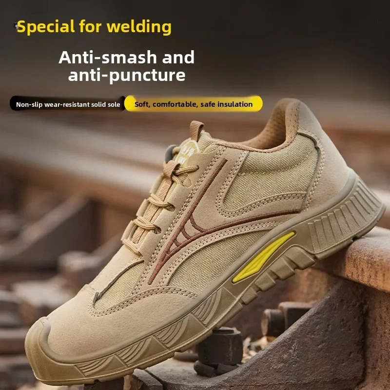 DurableLabor Insurance Shoes Men's Summer Breathable Safety Lightweight Insulation Anti-smashing Anti-piercing Steel Plate Steel