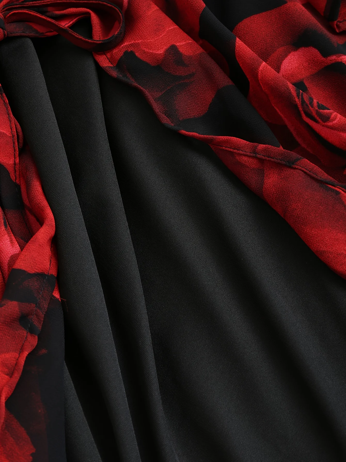 ملابس نسائية أوروبية وأمريكية شعبية للربيع والخريف جديدة كبيرة الحجم مع طباعة وردية، رباط، أكمام خفاش غير منتظمة #5