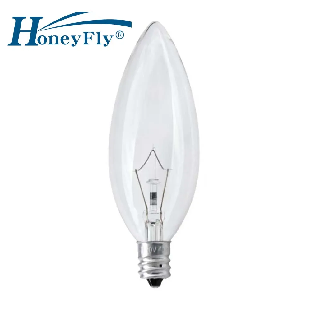 honeyfly-10個入り-c32-キャンドル型-白熱電球-e12-120v-40w-96-32mm-2700k-タングステンフィラメントランプ-透明-レトロ-キャンドルライト