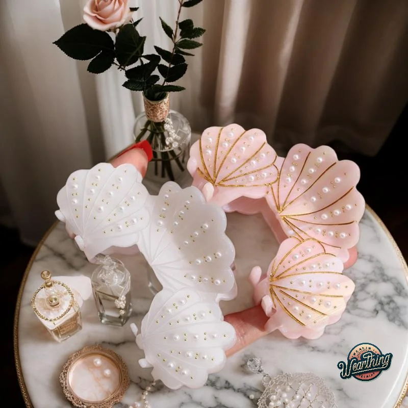 

1pc Acetate Pearl Shell Grip Clip Sweet And Cute Hairpin Shell Spot Drill High-end Shark Clip,suitable For Seaside Beach Tourism