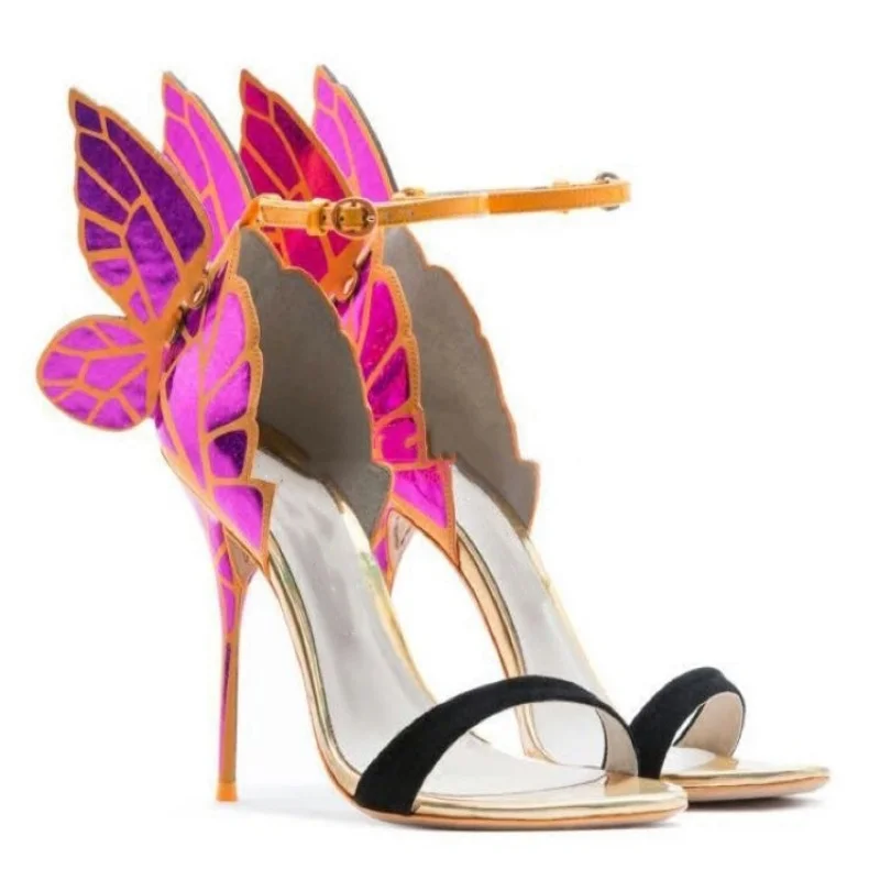 

Butterfly Wings Design High Heels One Strap Heeled Sandals Fashionable Summer Sandals For Women Stylish Classic Ankle Strap Shoe