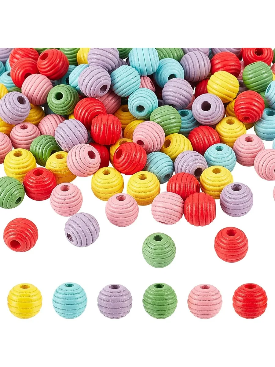 180pcs 12mm Honeycomb Beads Wooden Painted Beehive Beads Loose Threaded Wooden Beads Mixed Colors Threaded Wooden Beehive Spacer