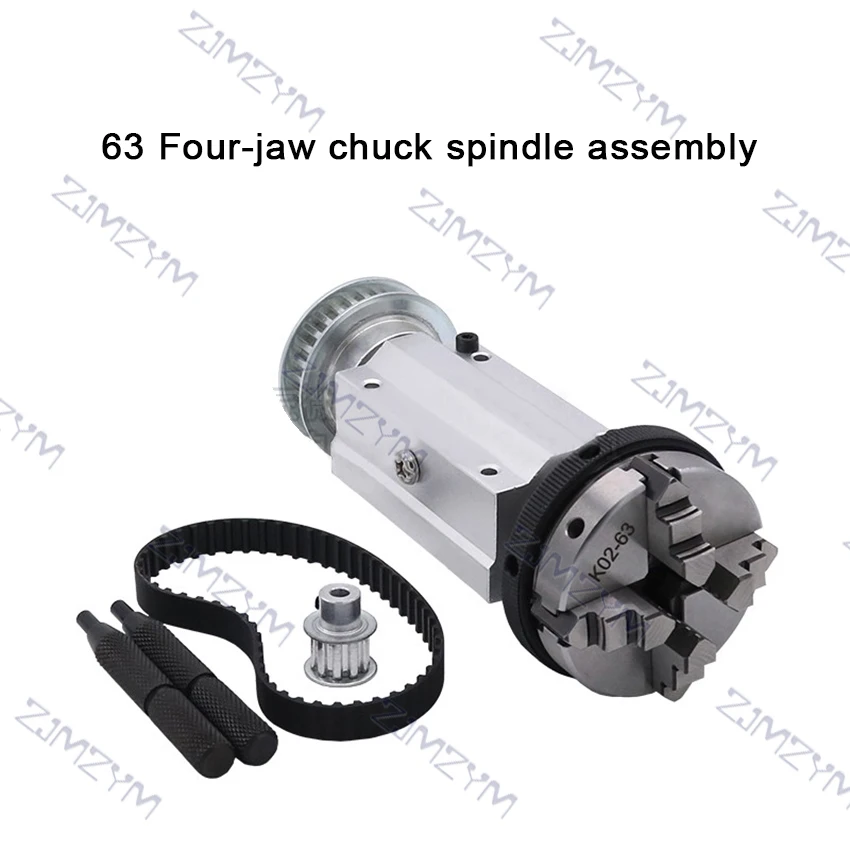 Four-jaw / Three-jaw Chuck Spindle Assembly Woodworking Beads Machine Spindle Assembly DIY Lathe 63/50 3-jaw/4-jaw Rotary Chuck