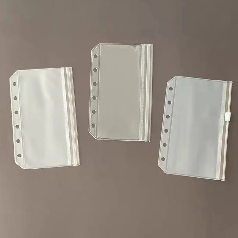 5Pcs A7 6-Hole PVC Loose Leaf Bags Binder Budget Pouches Photocards Collect Book Pocket Notebook Insert Pages Notebook Planner