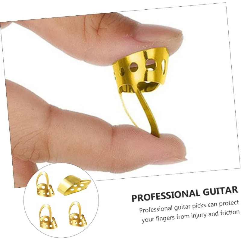 4pcs Finger Picks Set Thumb Plectrum for Acoustic Guitar Ukulele Mandolin Thumb Stabilizer High Quality Golden Color - view 2