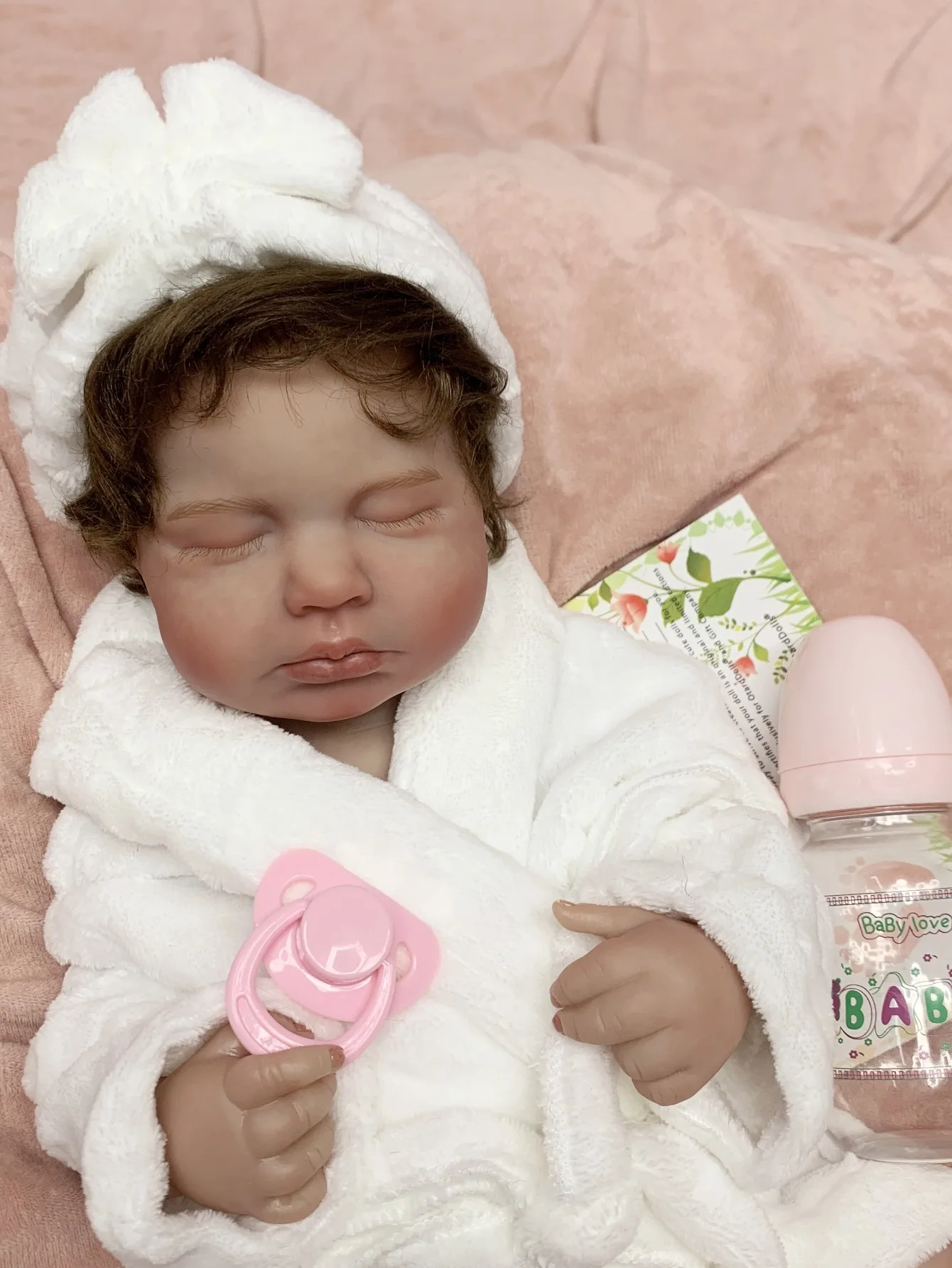 19 بوصة لولو فتاة تولد من جديد دمية طفل ثلاثية الأبعاد رسمت بيبي دمية الوليد مع الشعر الجذر يمكن الاستحمام #5