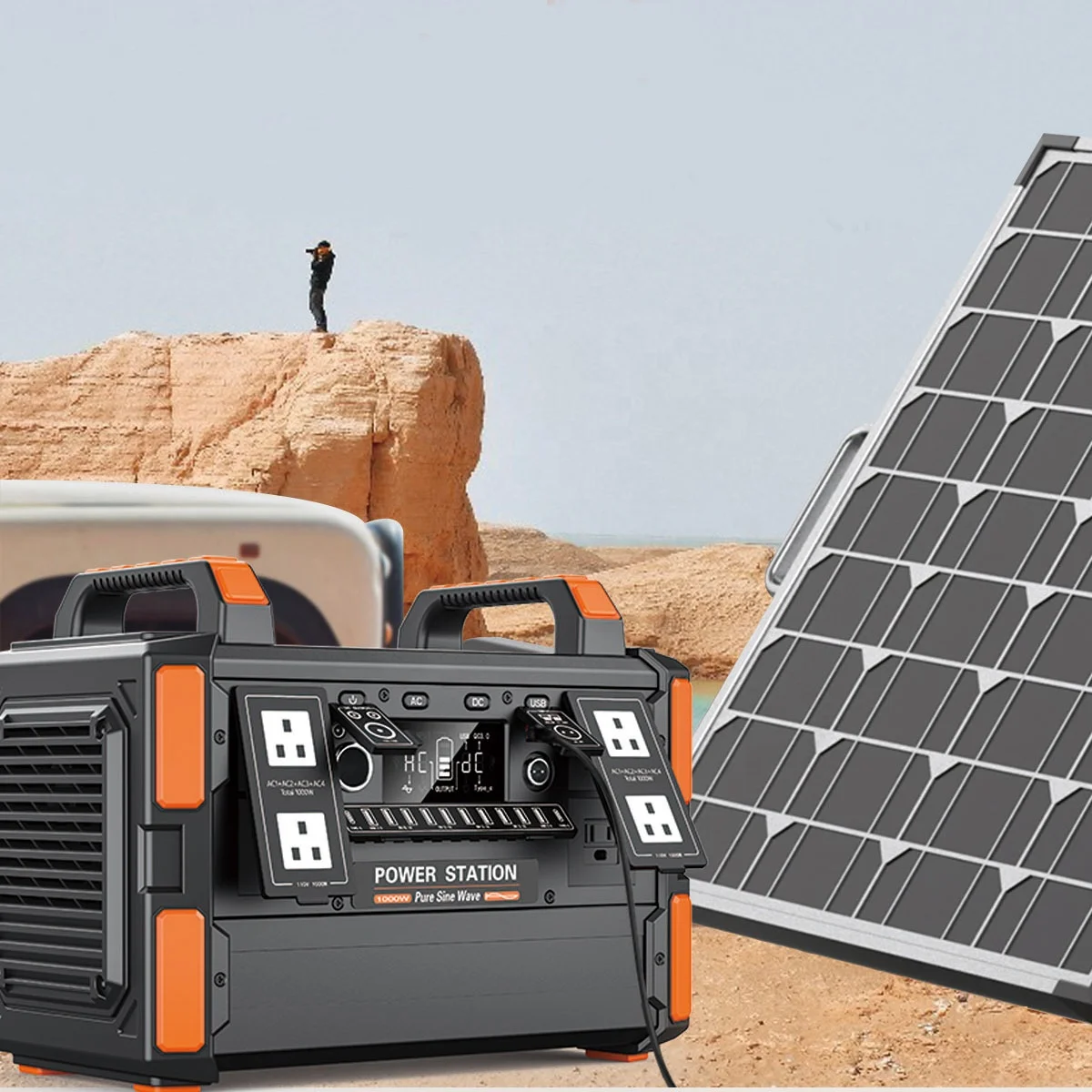 

EU Stock Home Use Emergency Power System Outdoor Camping AC/DC Solar Panels Power Bank LifePo4 1000W Portable Power Station