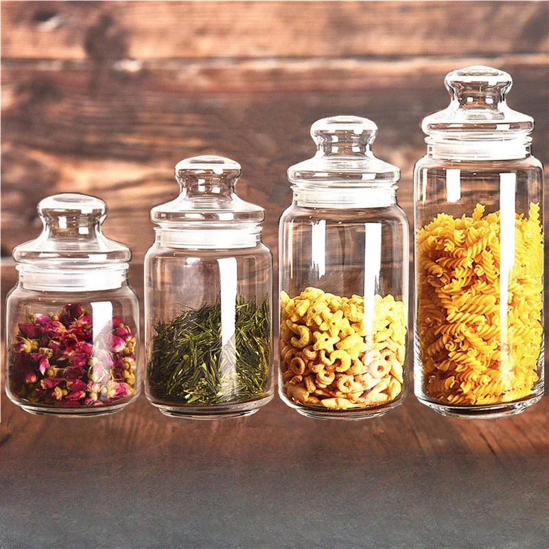 Transparent Useful Things for Kitchen Storage and Organization Glass Storage Jar Glass Jars With Lids Sealed Container & Gadgets