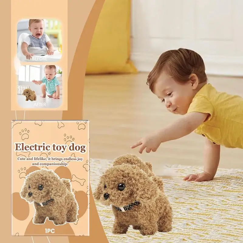 Simulação de cachorro elétrico de pelúcia, cachorro de estimação, pode andar, cachorro de pelúcia, animal de pelúcia, crianças podem latidos, corrida e rock, brinquedo interativo