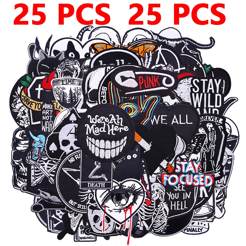 5-30 PCS Random Mixed Punk Series Embroidered Patches For Clothing DIY Sewing Patch Iron On Patches On Clothes Fusible Applique view 6