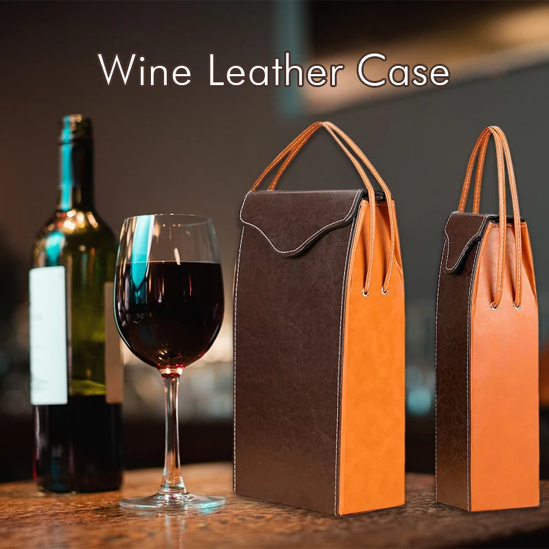 

1 Pcs Red Wine Packing Bag Box Portable Leather Gift Bag Single / Double Handle Champagne Bottle Packaging Boxes Handbag