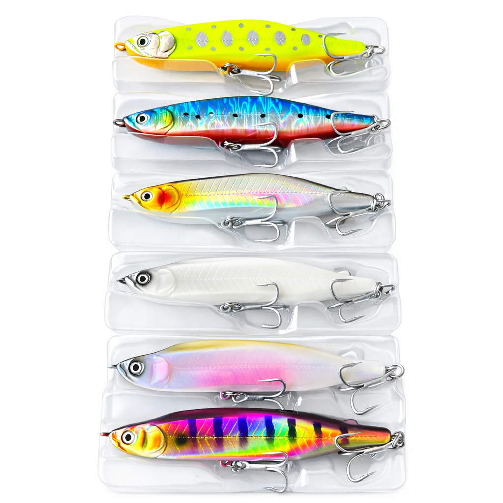 Sinking Pencil Glide Angelköder-Set mit 3D-Augen, Hartköder und Dreifachhaken, realistischer Swimbait für Barsch, Forelle, Zander und Raubfische – Detail 3